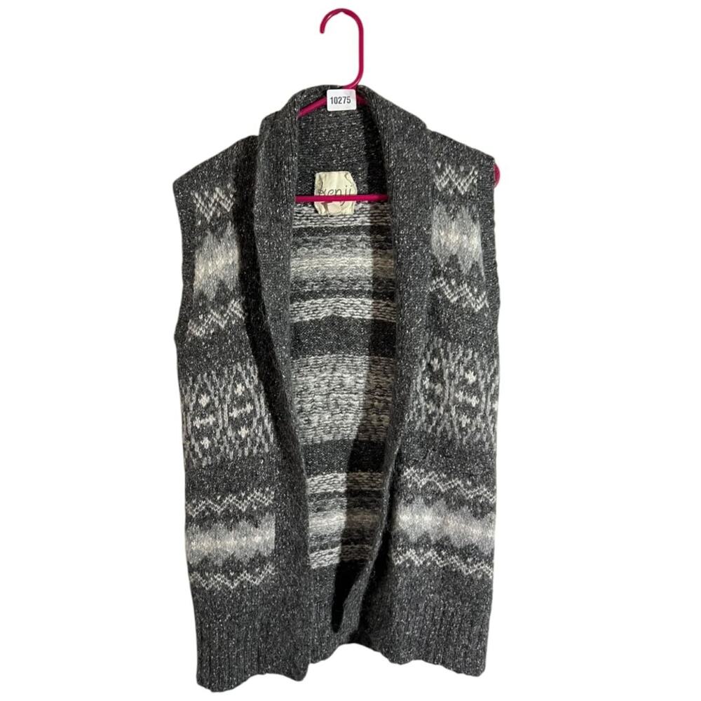 Kenji Open Front Cardigan Sweater Vest Duster Alpaca Wool Blend Women's Sz L